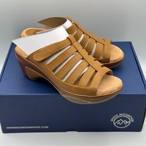 White Mountain Valencia Tan Wedge Sandals 6.5M | NIB Comfort Slides